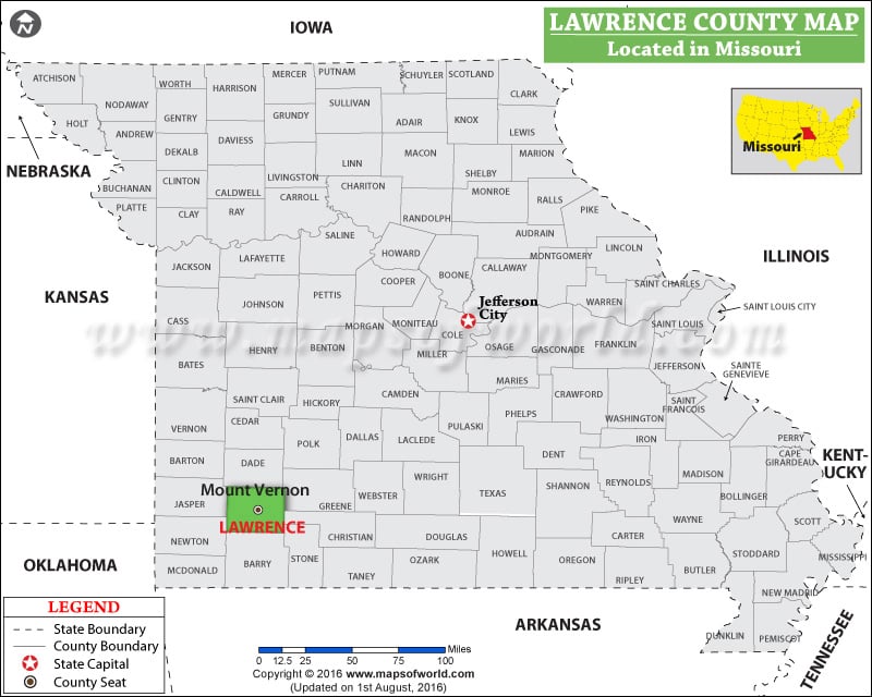 Lawrence County Map, Missouri