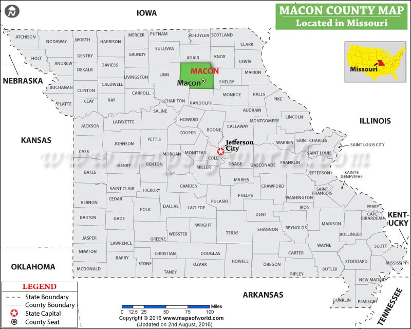 Macon County Map, Missouri