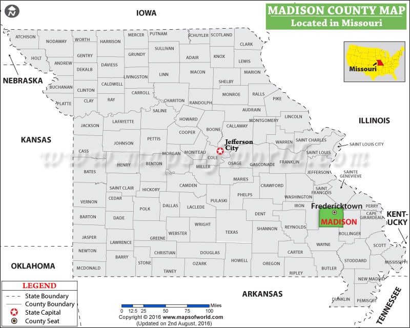 Madison County Map, Missouri