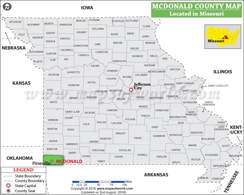 Mcdonald County Map, Missouri