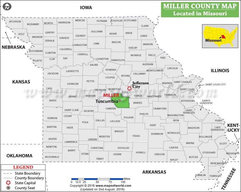 Miller County Map, Missouri