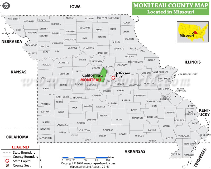 Moniteau County Map, Missouri
