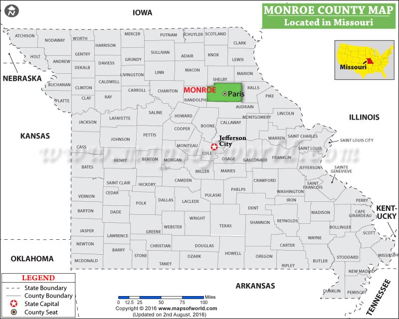 Monroe County Map, Missouri