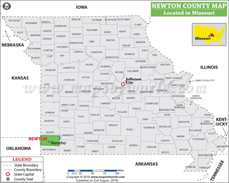 Newton County Map, Missouri