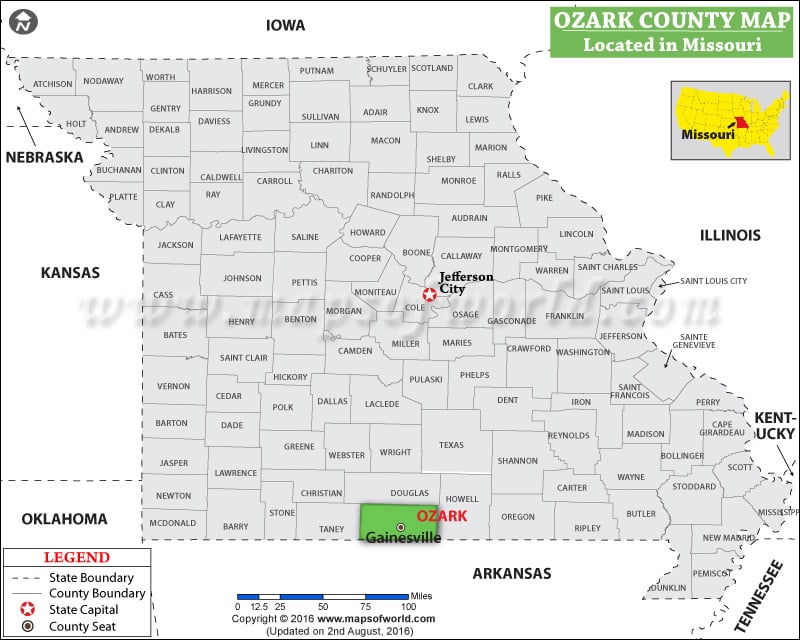 Ozark County Map, Missouri