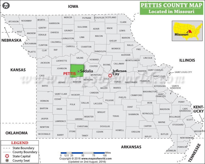 Pettis County Map, Missouri