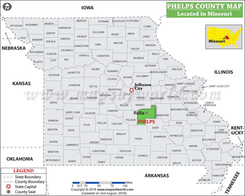 Phelps County Map, Missouri