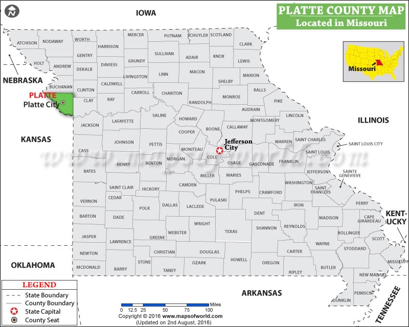 Platte County Map, Missouri