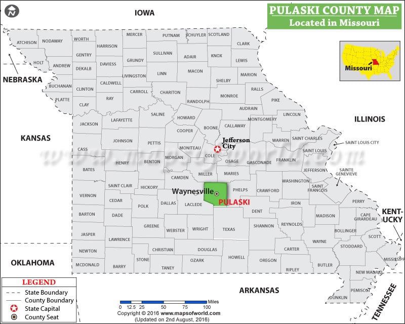 Pulaski County Map, Missouri