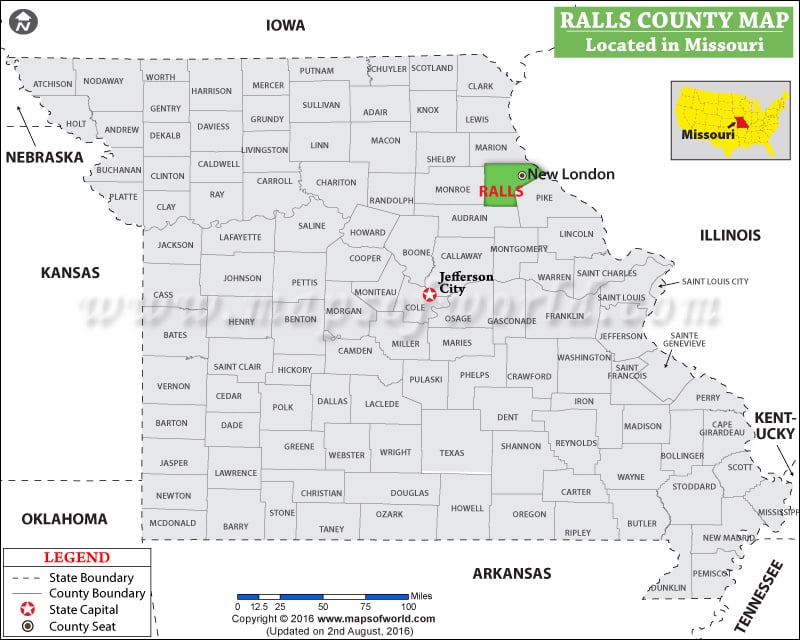 Ralls County Map, Missouri