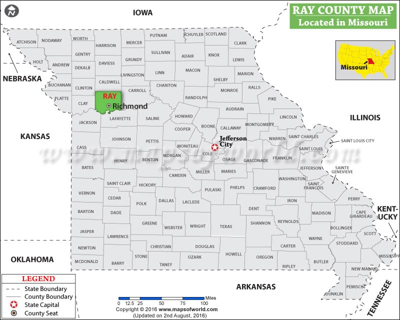 Ray County Map, Missouri