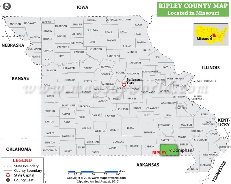 Ripley County Map, Missouri