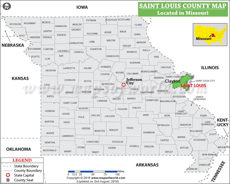 City Of St Louis County Map, Missouri
