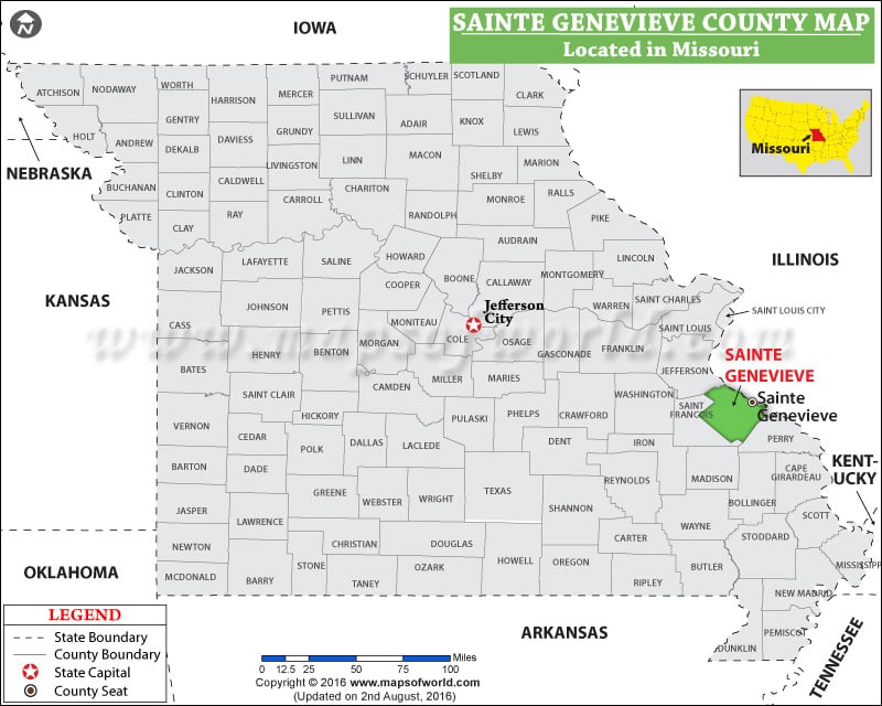 Ste Genevieve County Map, Missouri