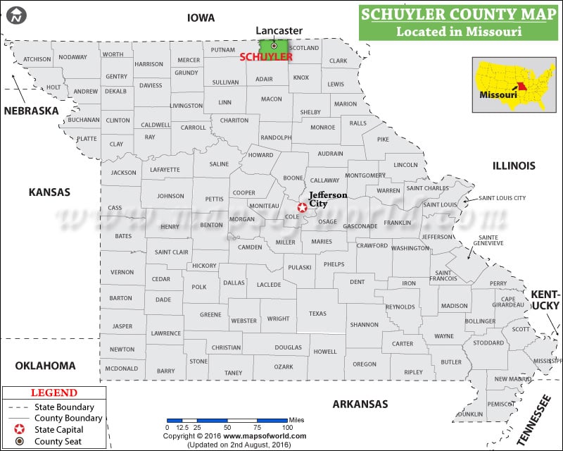 Schuyler County Map, Missouri