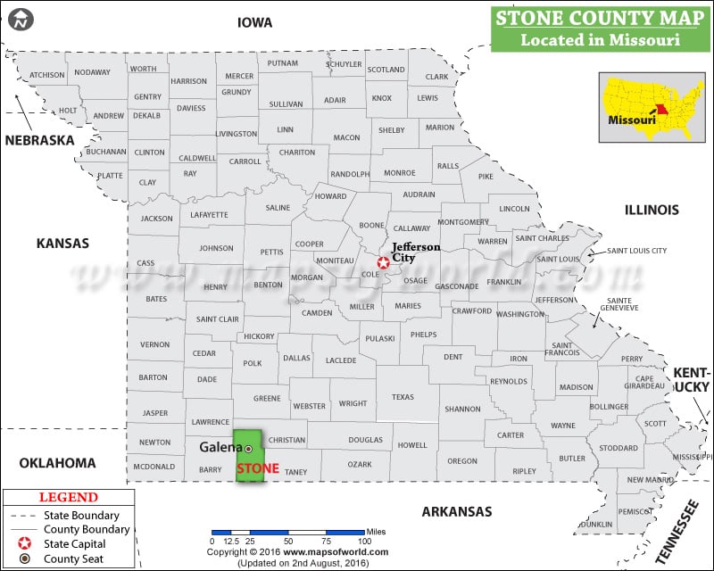 Stone County Map, Missouri