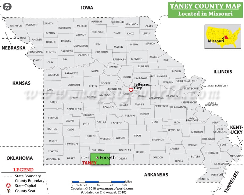 Taney County Map, Missouri