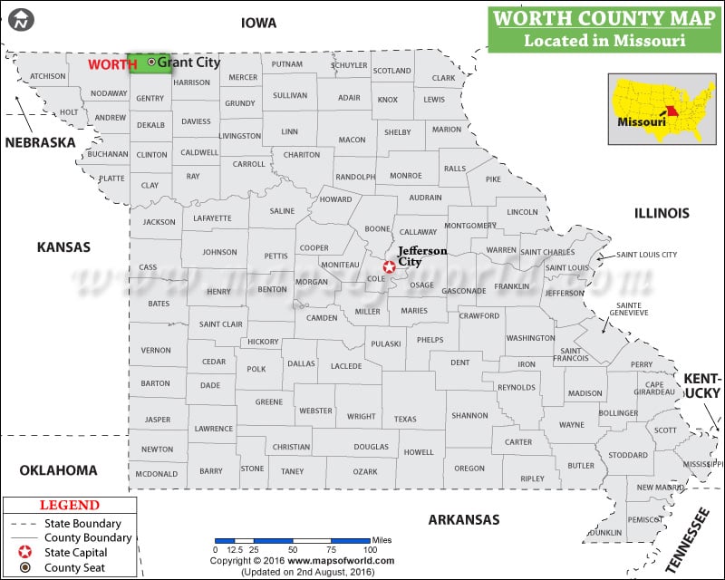 Worth County Map, Missouri