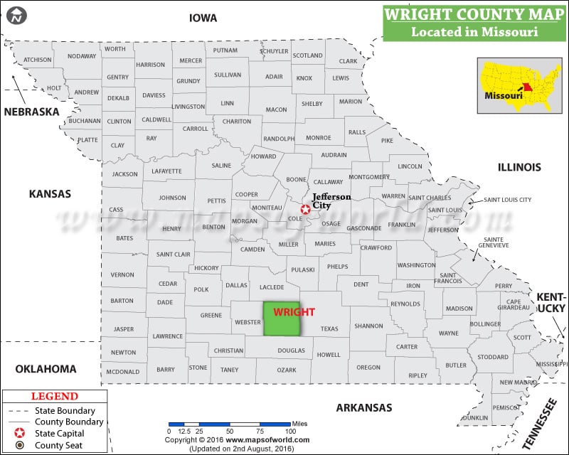 Wright County Map, Missouri