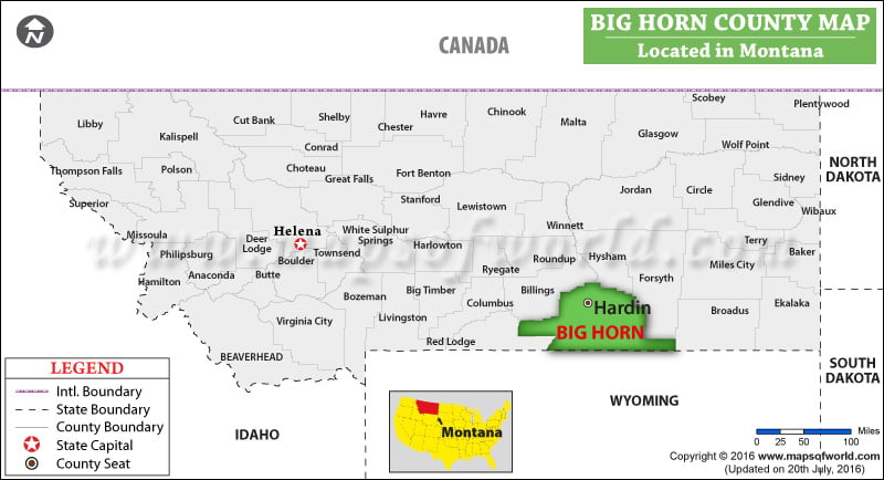 Big Horn County Map, Montana