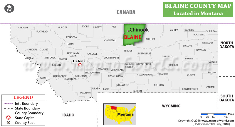 Blaine County Map, Montana