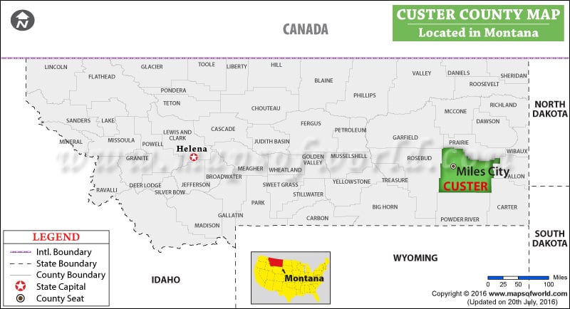 Custer County Map, Montana