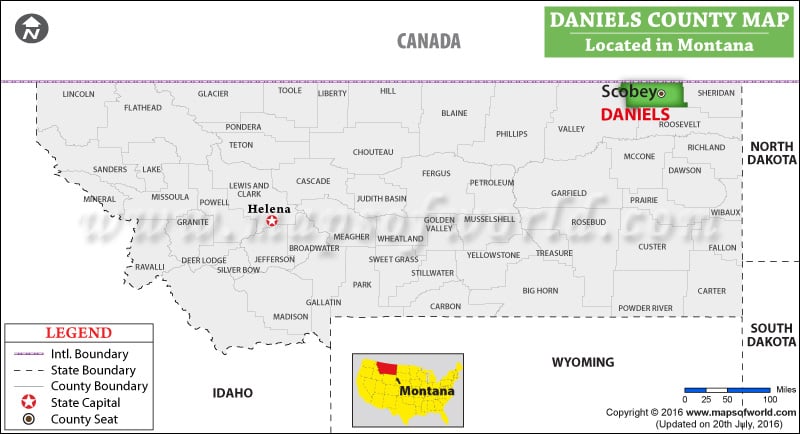 Daniels County Map, Montana