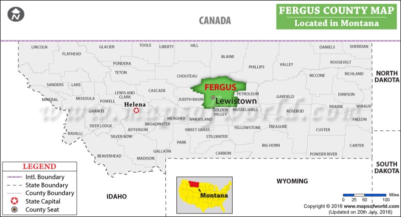 Fergus County Map, Montana