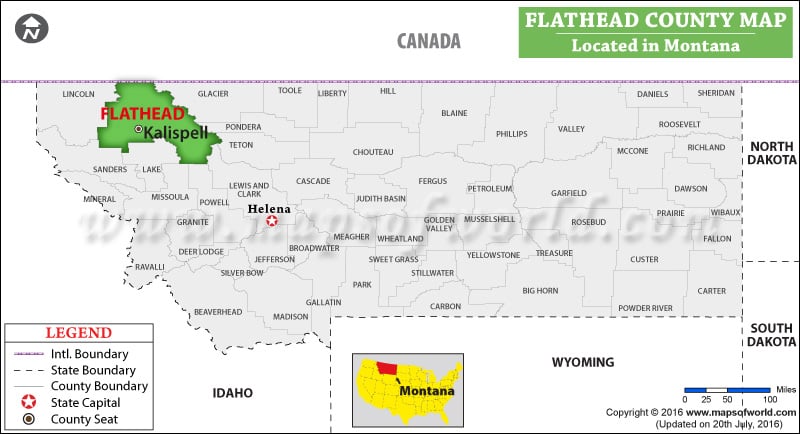 Flathead County Map, Montana