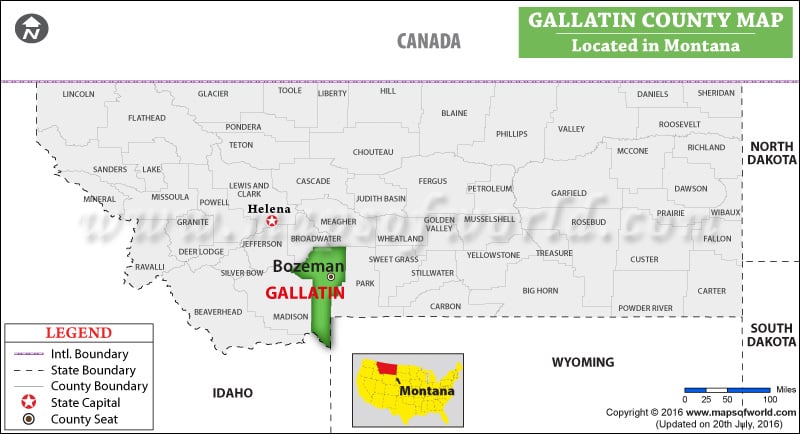 Gallatin County Map, Montana