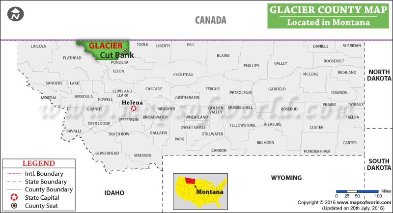 Glacier County Map, Montana