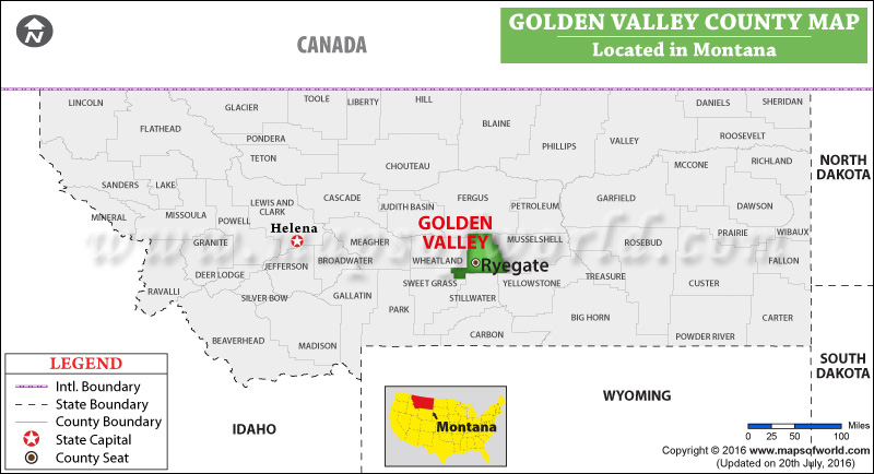 Golden Valley County Map, Montana