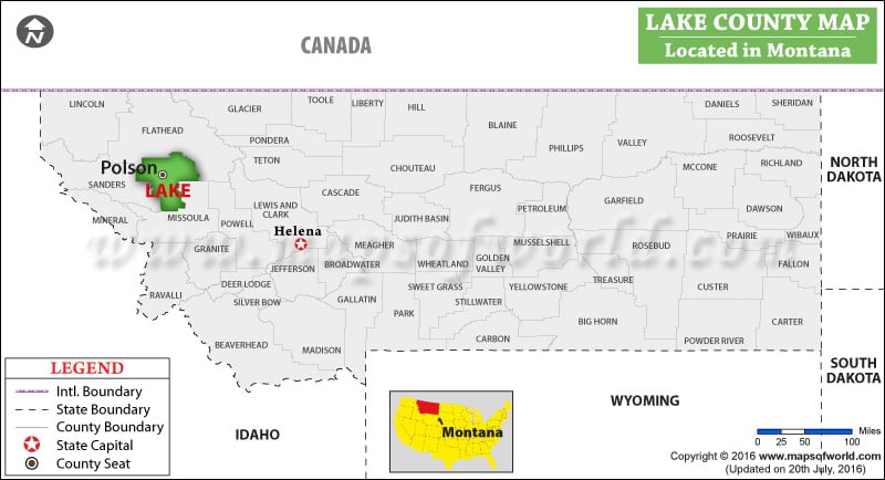 Lake County Map, Montana