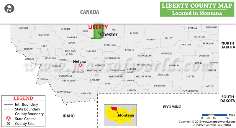 Liberty County Map, Montana