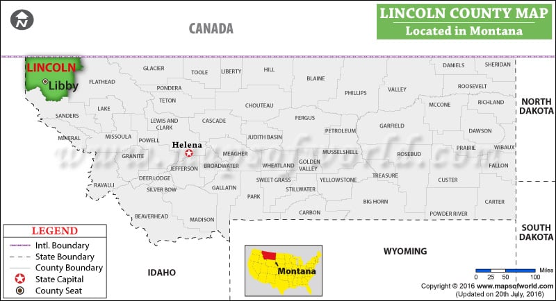 Lincoln County Map, Montana