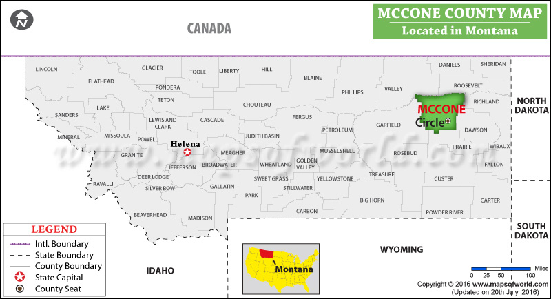 Mccone County Map, Montana