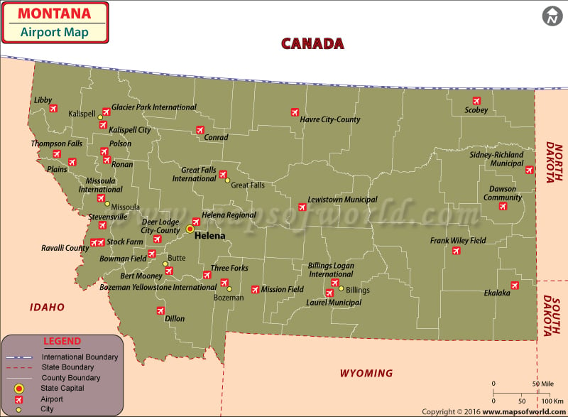 Montana Airports Map