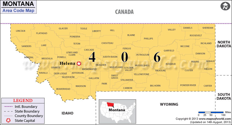 Montana Area Code Map