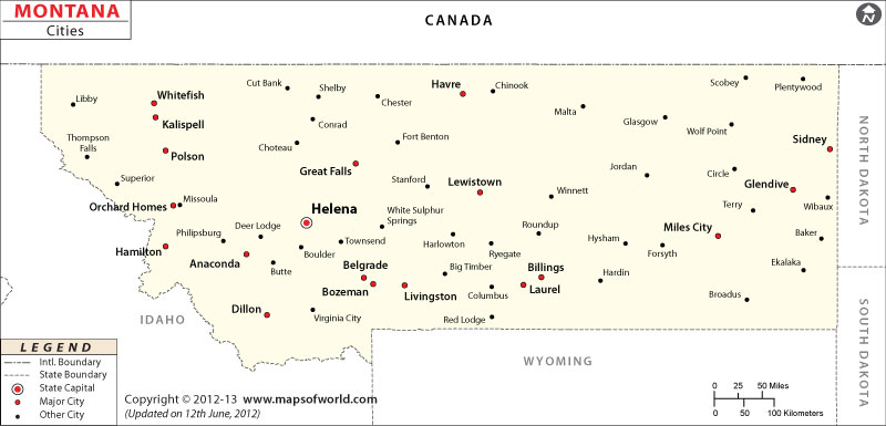 Map of Montana Cities