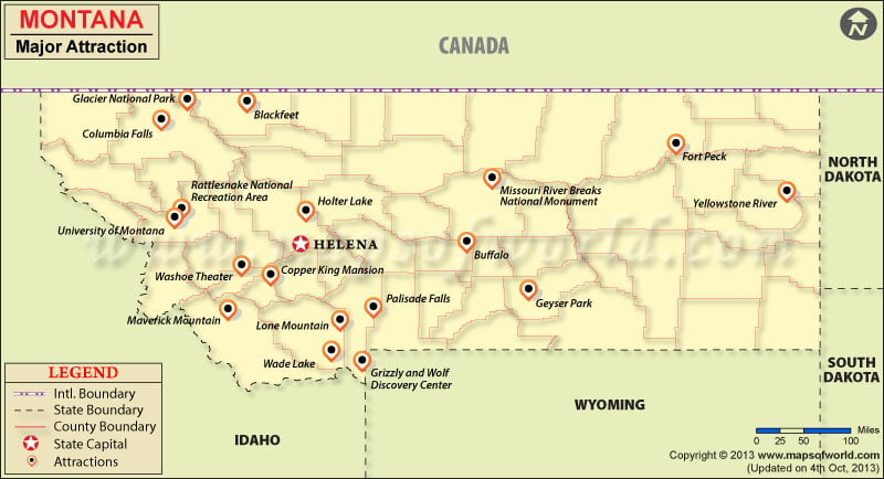 montana tourist attractions map