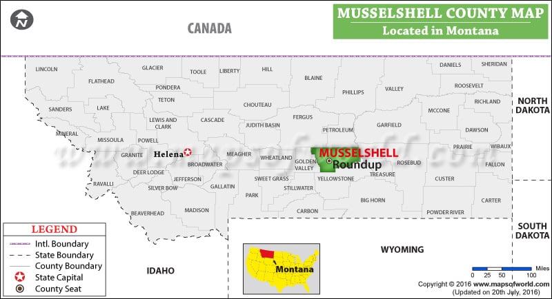 Musselshell County Map, Montana