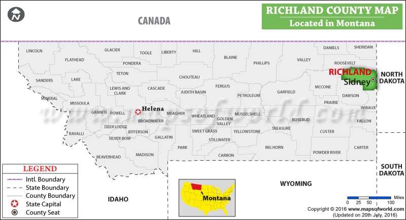 Richland County Map, Montana