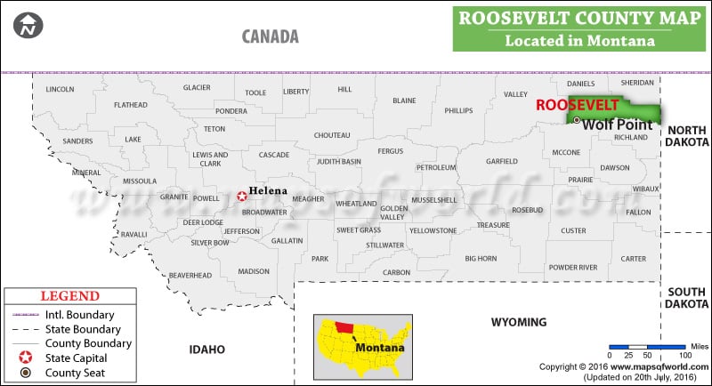 Roosevelt County Map, Montana