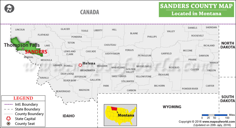 Sanders County Map, Montana