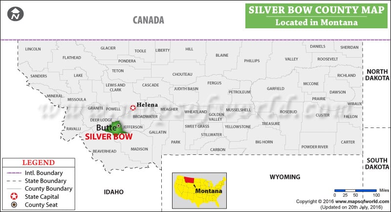 Silver Bow County Map, Montana