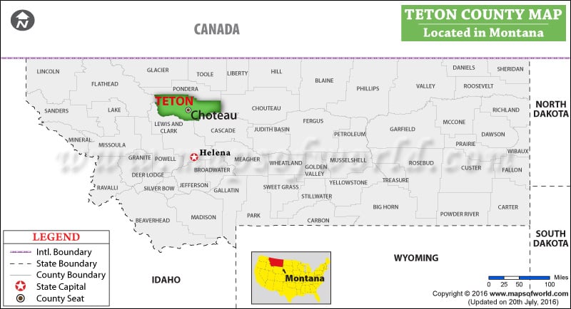 Teton County Map, Montana