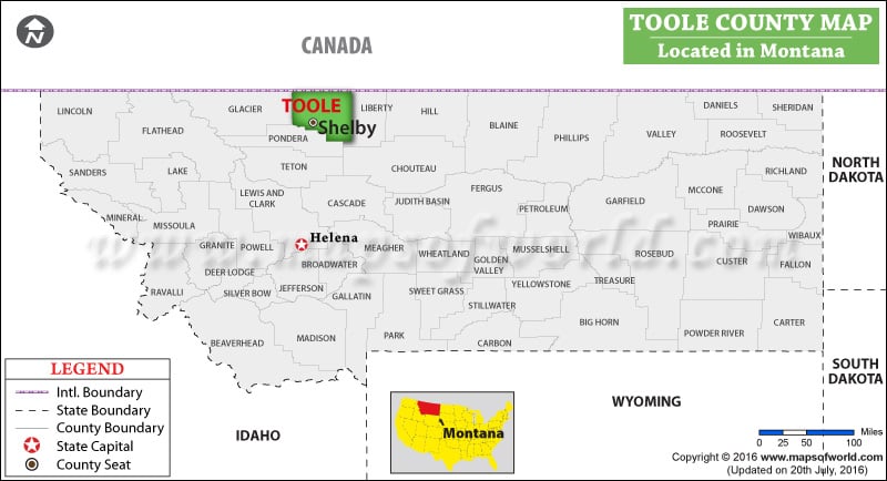 Toole County Map, Montana
