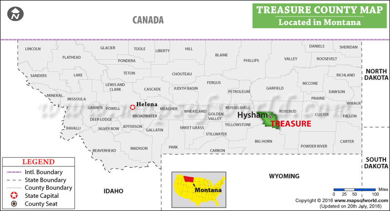 Treasure County Map, Montana