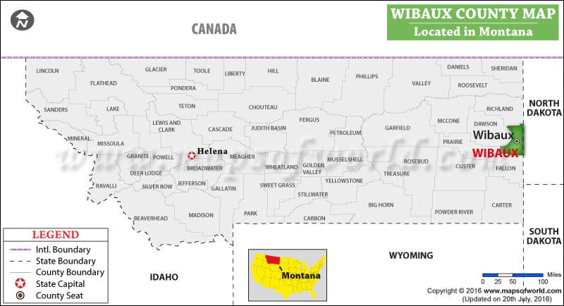 Wibaux County Map, Montana
