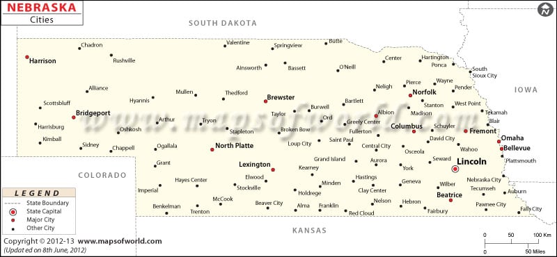 Nebraska Cities Map